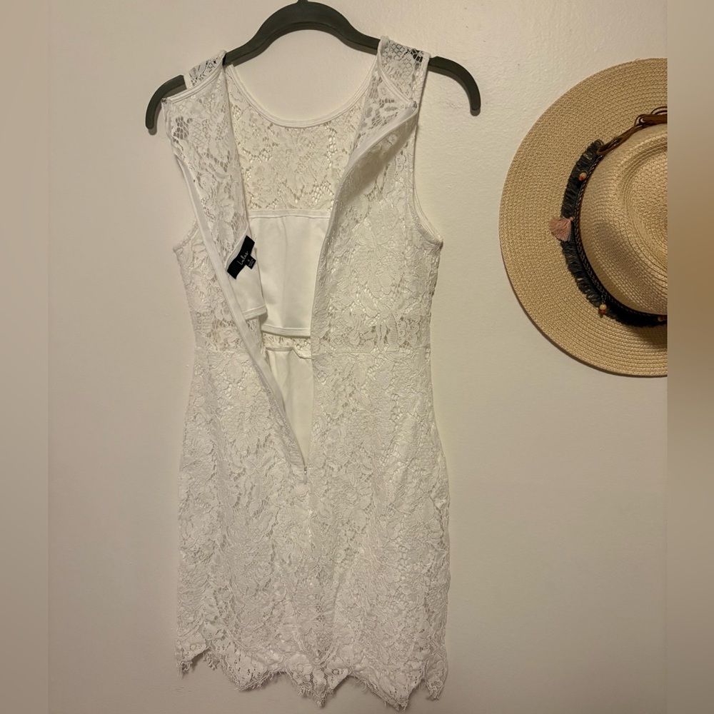 Lulu's Ivory Lace Sleeveless Mini Dress - Picture 10 of 10